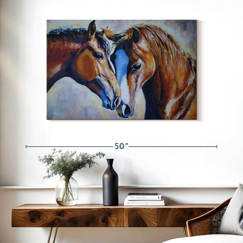 Two Affectionate Horses, 26" H x 39" W
