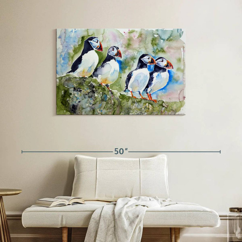 The Puffins On Stone I, 26" H x 39" W