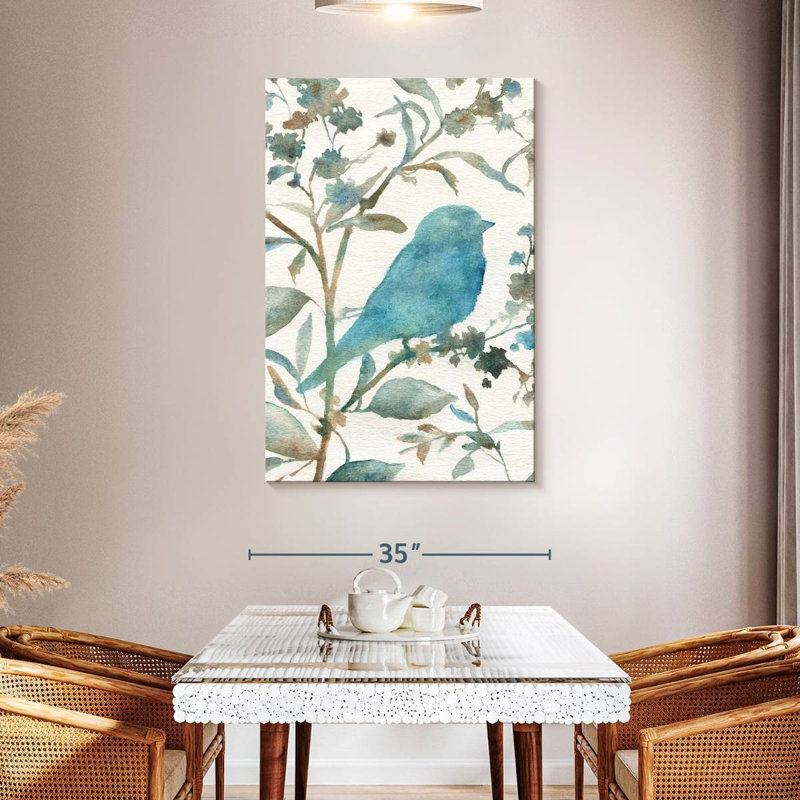 Silhouette d'oiseau bleu sarcelle Brampt III, H 48 po x l 32 po