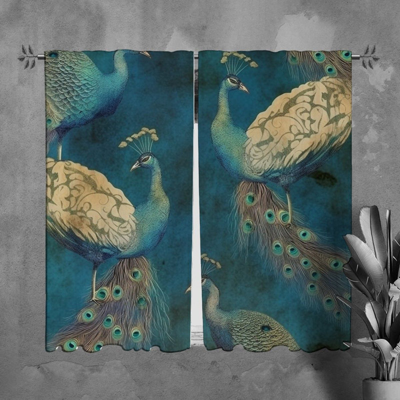 Peacock, rideaux de fenêtre, animaux, rideaux bleus, L 20 po x L 82 po