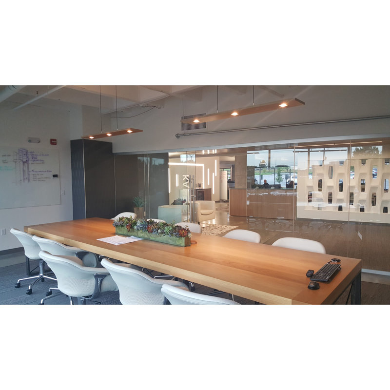 Vix Dimmable LED Pendant, 3500K, 0.75" H x 34" W x 8" D, Oiled Walnut