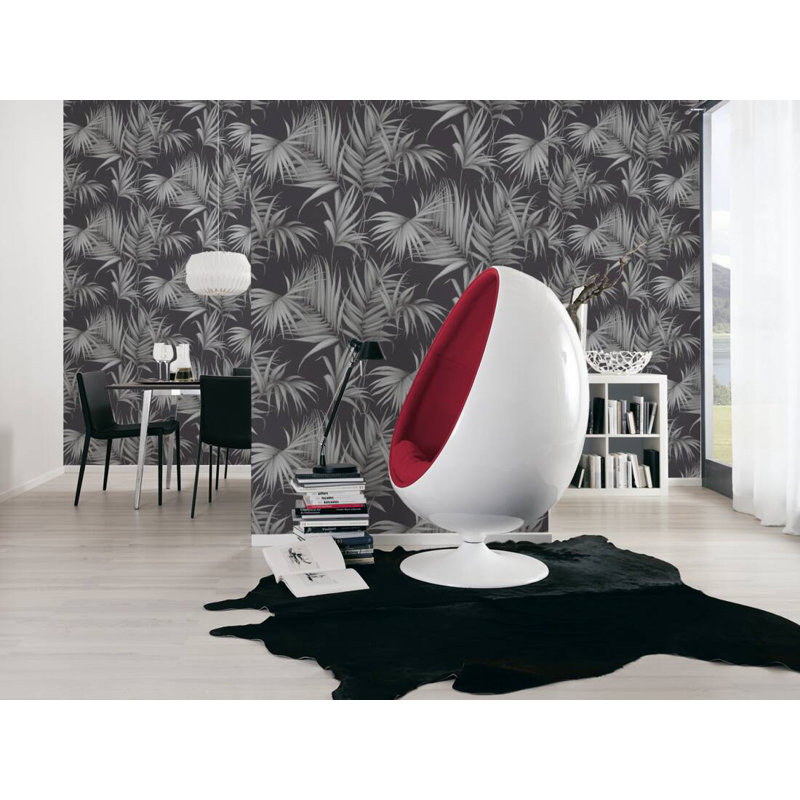 Rouleau de papier peint texturé L 33 pi x l 21 po, Gris / argent / noir