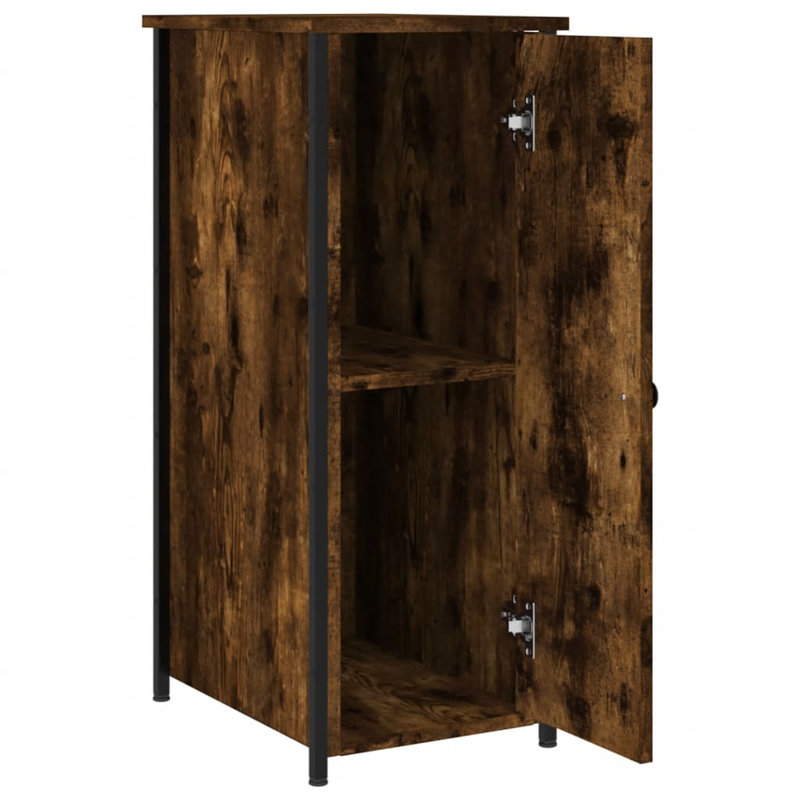 Memuna 32cm W Iron Bedside Table, Smoked Oak, Individual