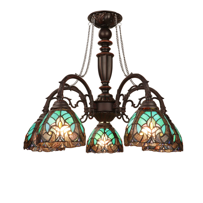 Lustre à 5 lumières Kasson, Vert