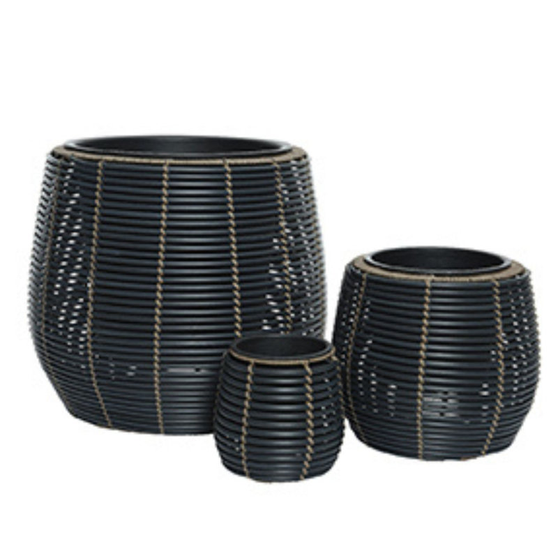 Ensemble de pots à fleurs en rotin 3 pièces Claflin