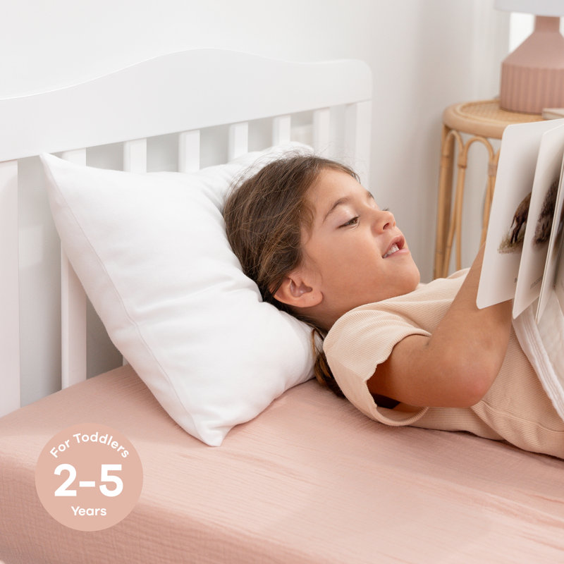 White Cotton Toddler Pillow with Pillowcase, 13"x18"