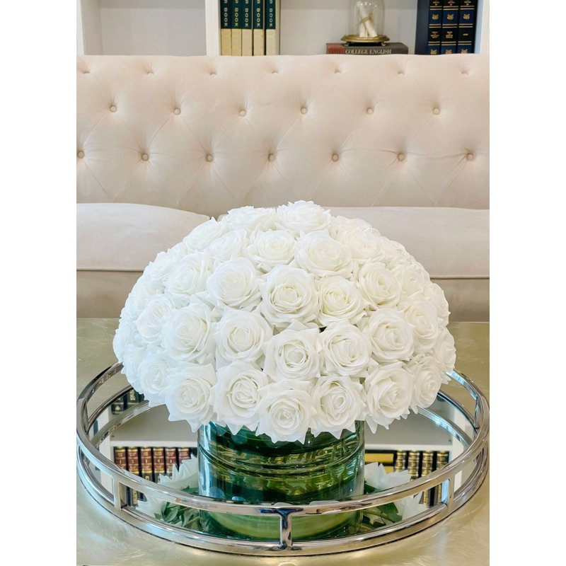 X Large Stems 60 Roses - White Real Touch Faux Rose Stems - Artificial Roses For Décor