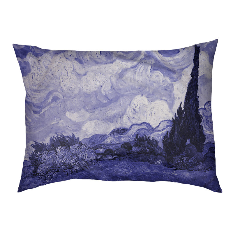 Coussin de concepteur indigo wheatfield avec blé cyprès Burk, L 32,5 po x l 42,5 po, Vert / brun foncé