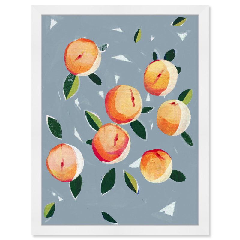 «Dusty Blue Peaches» par Oliver Gal - impression encadrée, Cadre blanc, H 38 po x l 26 po