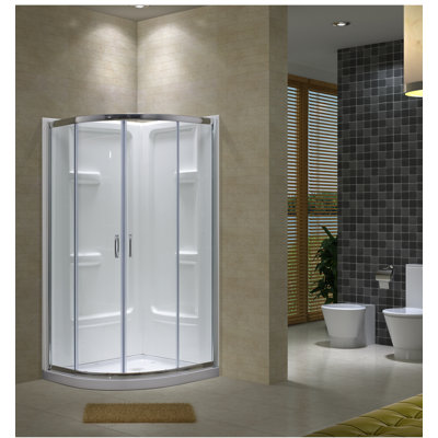 Cabine de douche ronde coulissante 38" x 73" avec base incluse Aspen