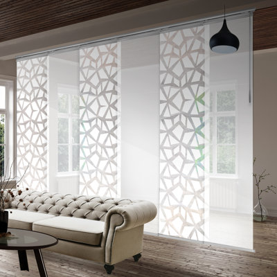 6-Panel Single Rail Panel Track Extendable 98"-130"W x 94"H, Panel width 23.5", Shattered