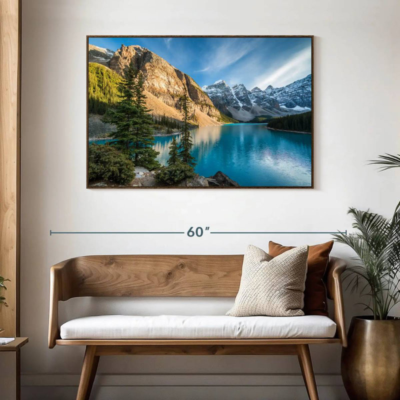 Lac Moraine Glorious, 46 po x 31 po, Cadre flottant en noyer