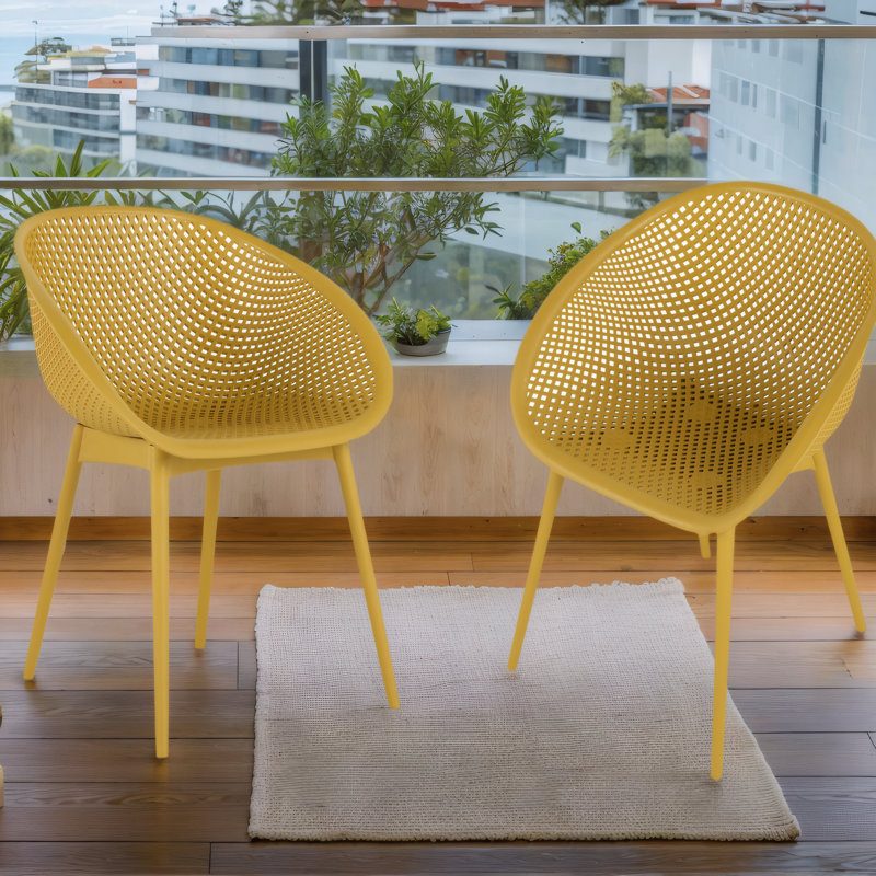 2-Piece Set of Contemporary Lounge Chairs – Crafted from Durable All-Weather PP Plastic, Perfect for Indoor & Outdoor Use