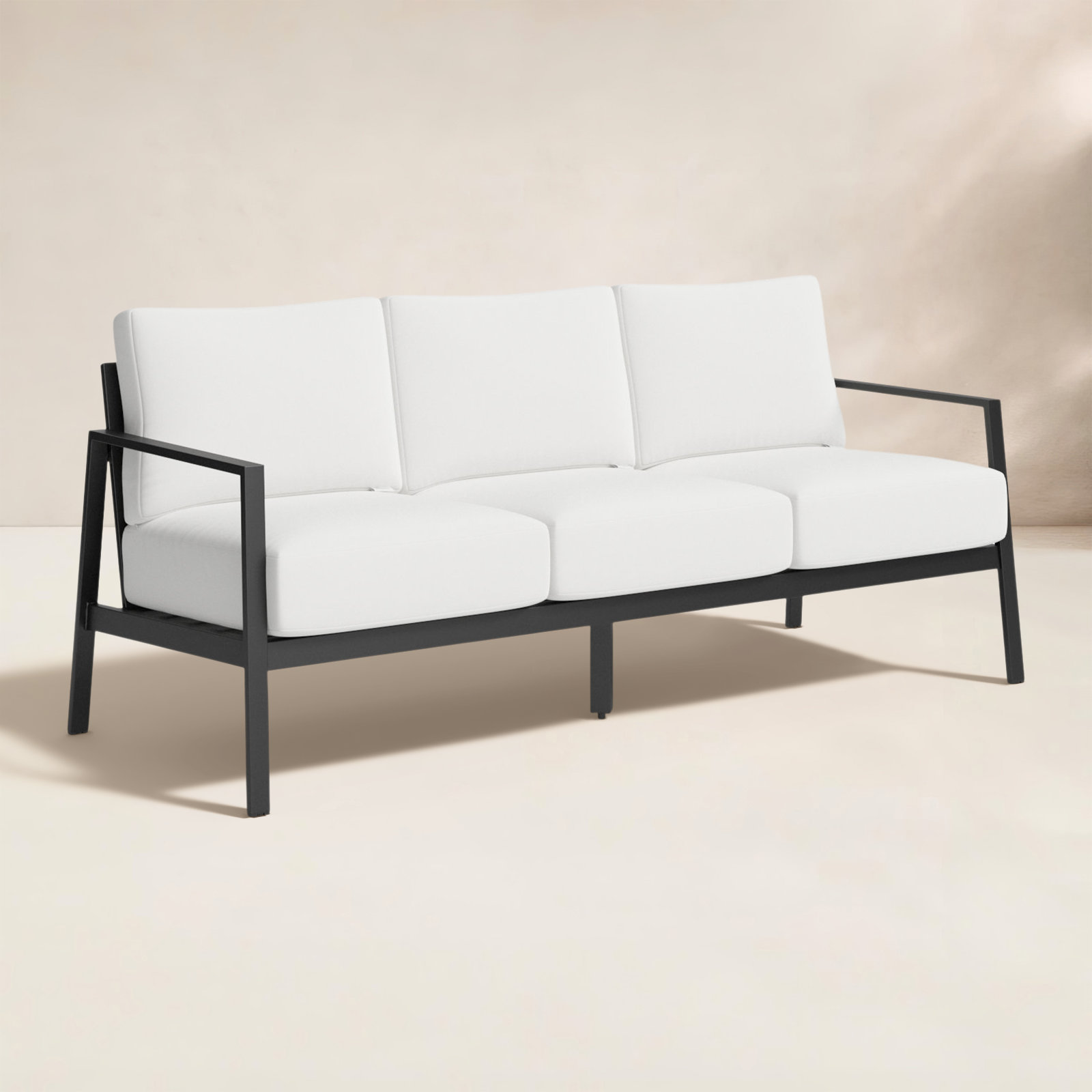 Armando 75" Sunbrella® Patio Sofa, White Sunbrella®, Black