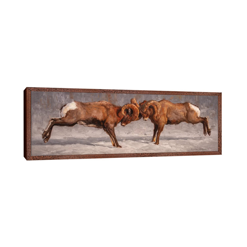 Make Or Break by Mark McKenna - Panoramic Painting on Canvas, Classic Brown Wood Framed, 30.48cm H x 91.44cm W x 3.81cm D