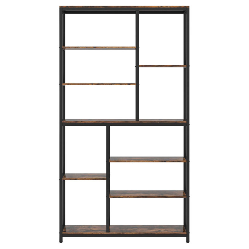 78.7 Inch Extra Tall 8-Tier Rustic Staggered Etagere Bookcase With 8 Shelves For Organized Storage And Display