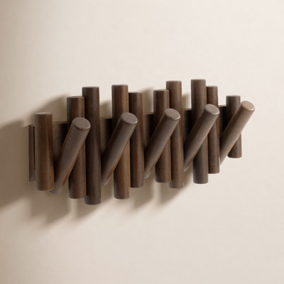 5-Hook Solid Wood Coat Rack