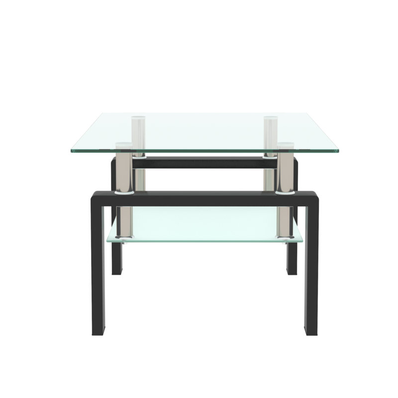 Mairwen Glass Top End Table, Black