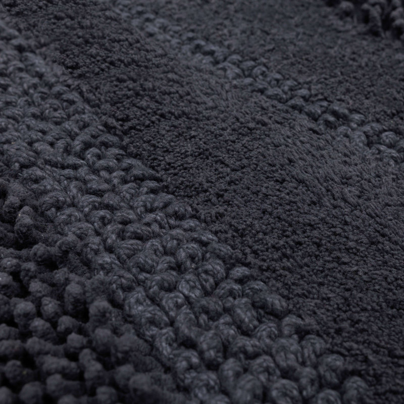 Laverne High/Low Stain/Fade Resistant Non-Slip Machine Washable Bath Mat, 21" W x 34" L, Charcoal