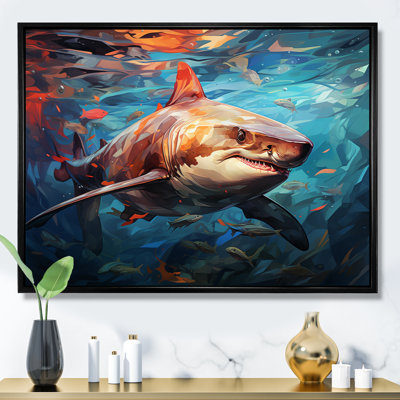 Bleu sarcelle, requin, océan, danse, géométrique