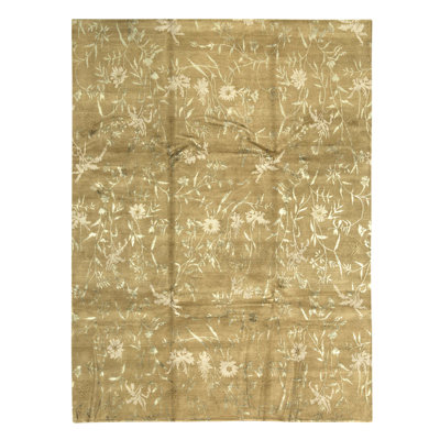 Tapis paille et sauge de haute qualité noué à la main