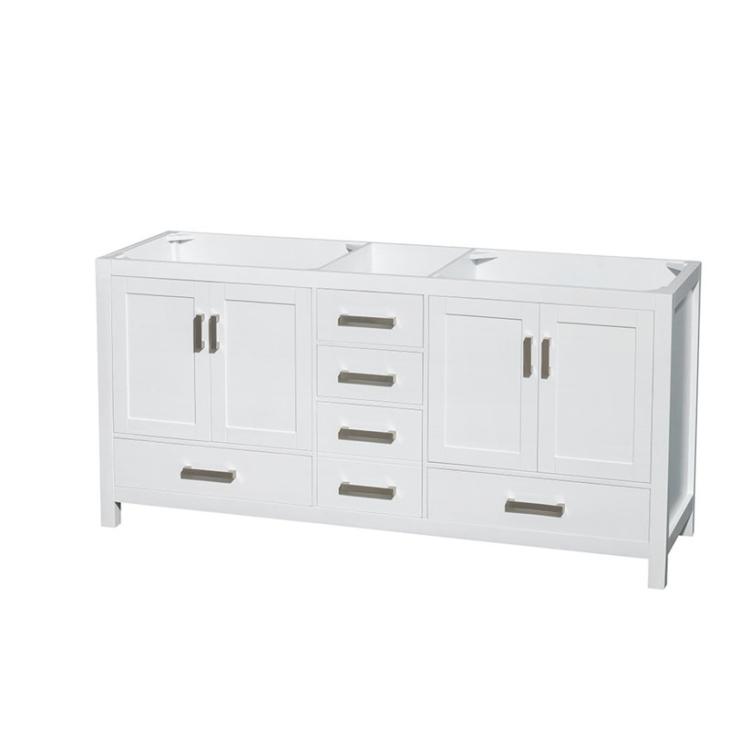 White Wood Freestanding Double Bathroom Vanity Base