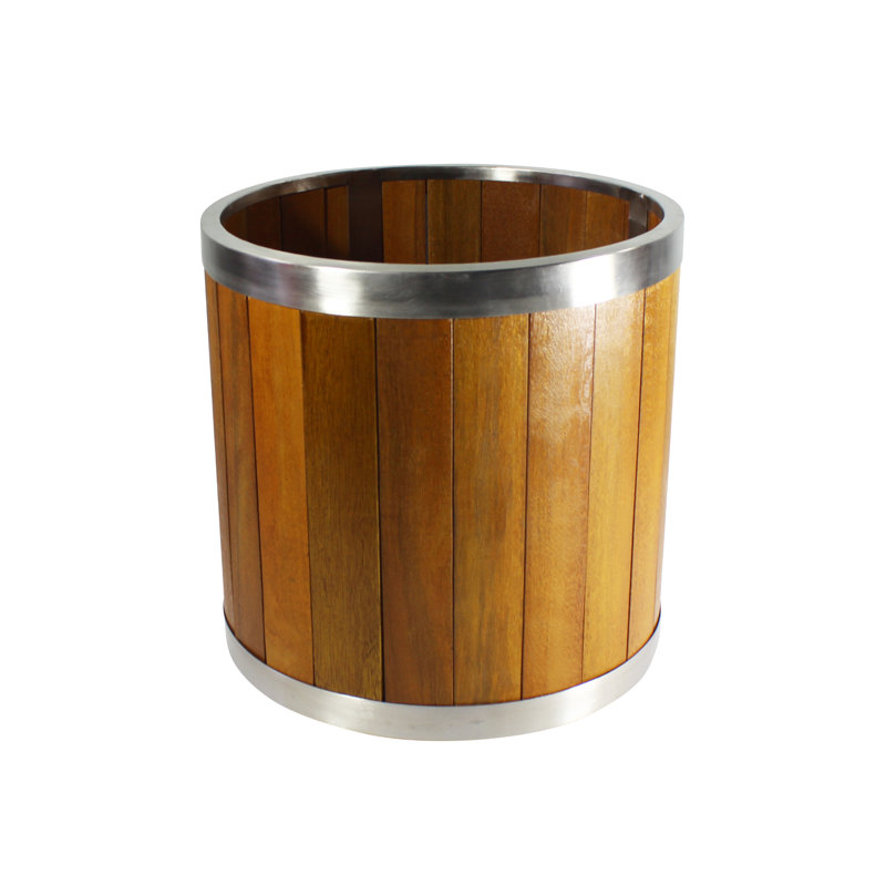 Pot à fleurs en bois, H 12 po x l 12 po x P 12 po, Brun moyen
