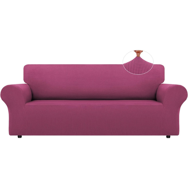 Housse pour canapé à coussins en T, Polyester rose rouge, H 40 po x l 110 po x P 40 po