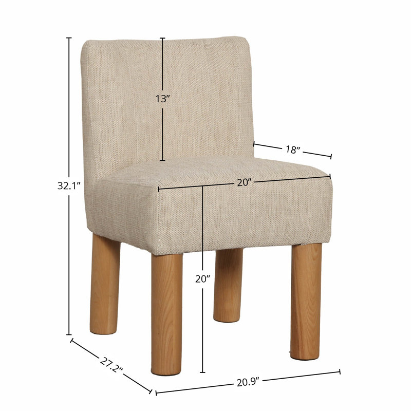 Chaise rembourrée en polyester Armie, Tweed naturel