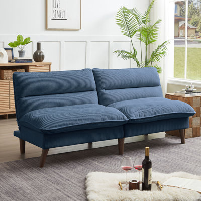 72.4" Cordury Soft Armless Futon Sofa Bed