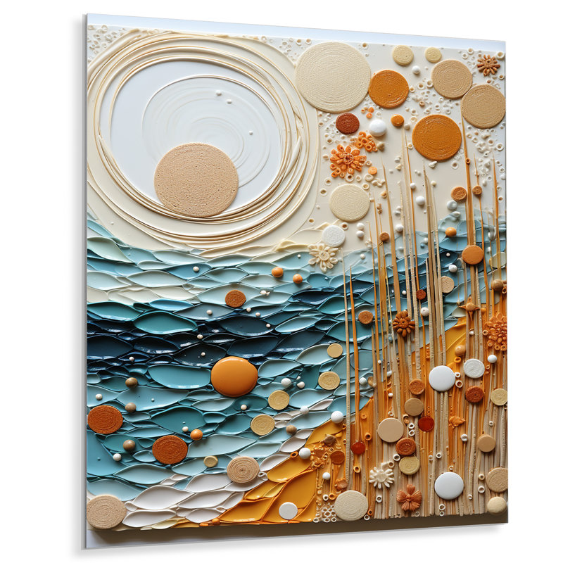 Serene Sands III - Abstract Collages, reproduction d'art en métal, H 32 po x l 24 po x P 1 po