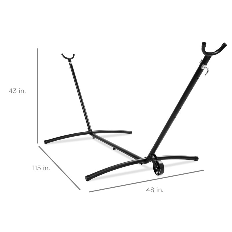 Heavy-Duty Black Steel Portable Hammock Stand with Wheel