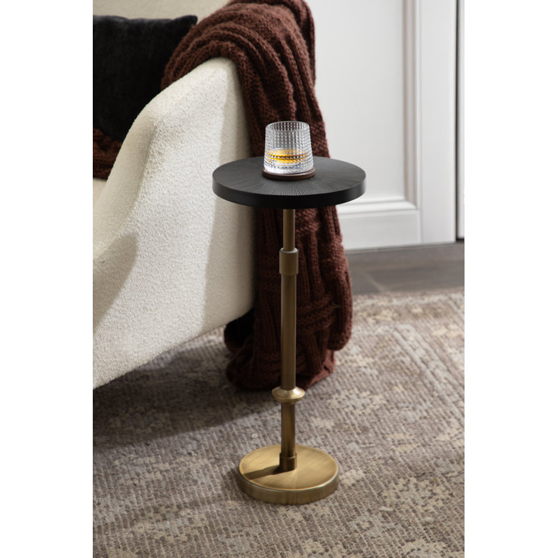 Table piédestal en métal Traditional, H 29,75 po x l 10 po x P 10 po, Plateau doré / base noire
