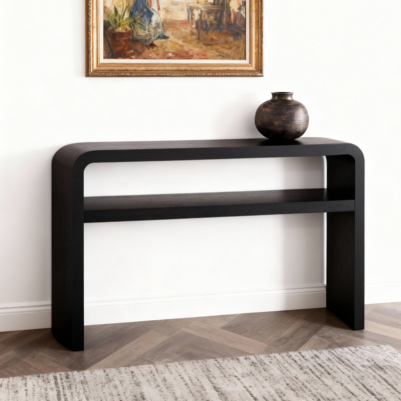 Console de style nordique moderne et élégante noire, H 29,5 po x l 55,1 po x P 11,8 po