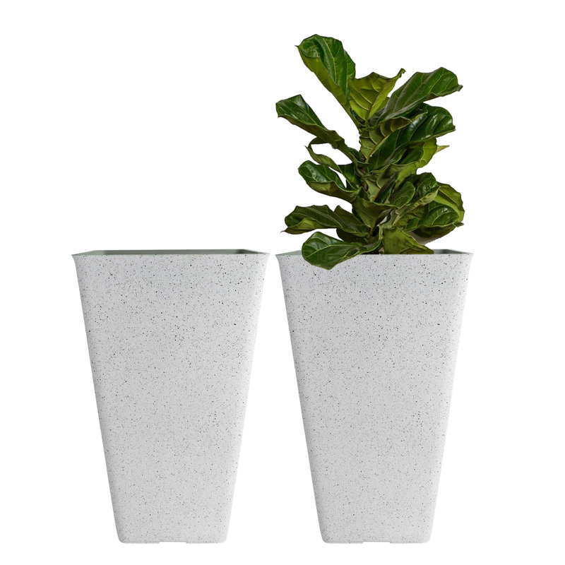 Amimma Self-Watering Rectangular Tall Planters, 20" H x 12" W x 12" D, Brown, 2