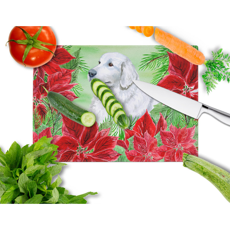 Caroline's Treasures Tempered Glass Poinsettias Cutting Board, Maremma Sheepdog