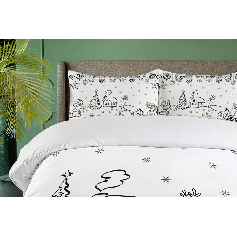 Christmas Santa and Reindeer Queen Duvet Cover Set
