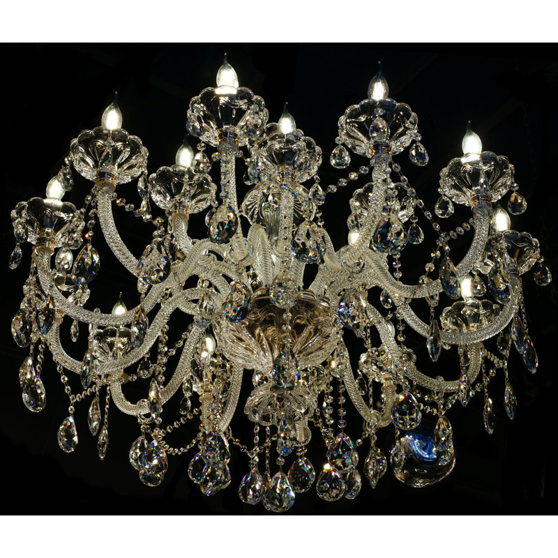 Oneonta 18 - Light Crystal Dimmable Tiered Chandelier, Gold