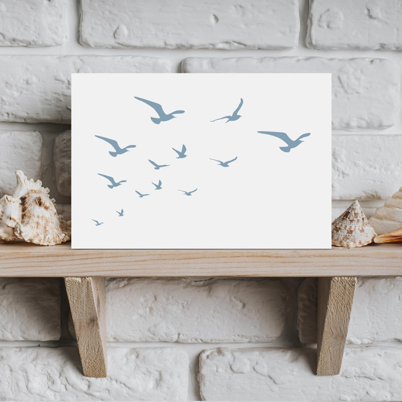 Seagulls White Background - Print, 30.48 cm H x 45.72 cm W