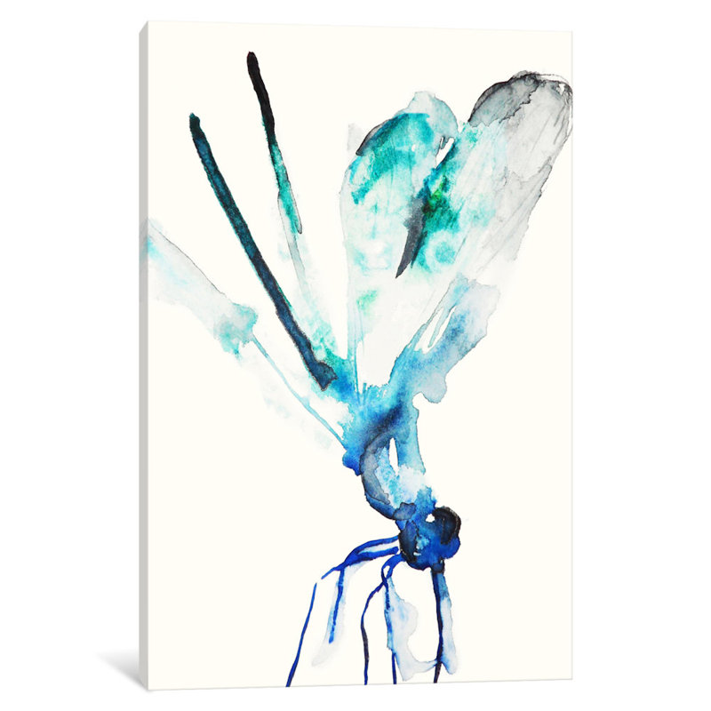 «Blue and Green Dragonfly», reproduction sur toile, H 12 po x l 8 po x P 0,75 po, Toile tendue, Pas de tapis