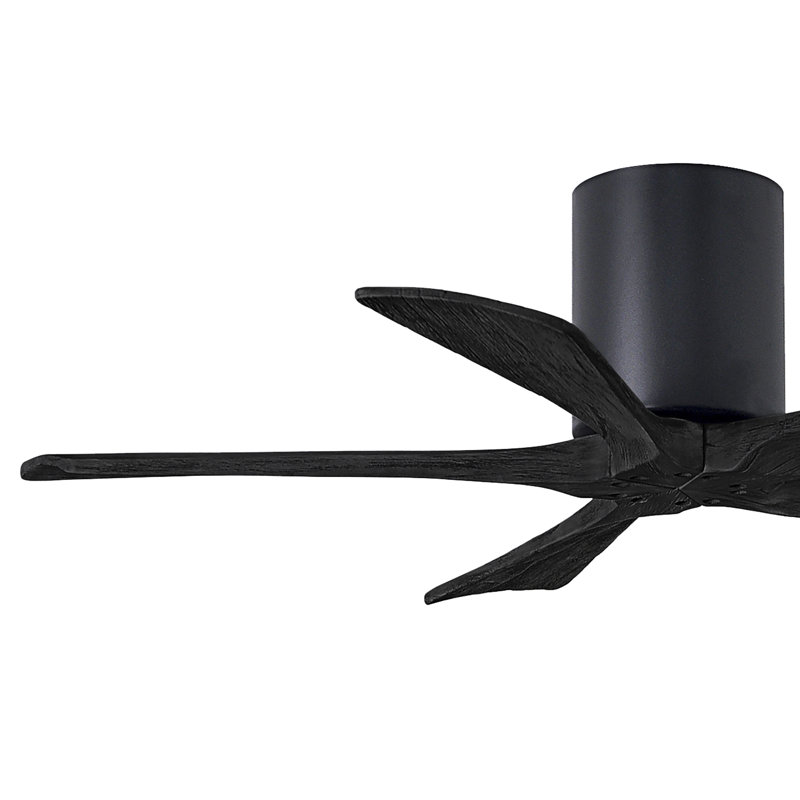 60" Irene 5-Blade Hugger Ceiling Fan with Wall Remote, 42", Matte Black, Matte Black