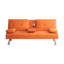 Canapé-lit de bureau multifonctionnel en cuir orange avec table pliante double et conception peu encombrante