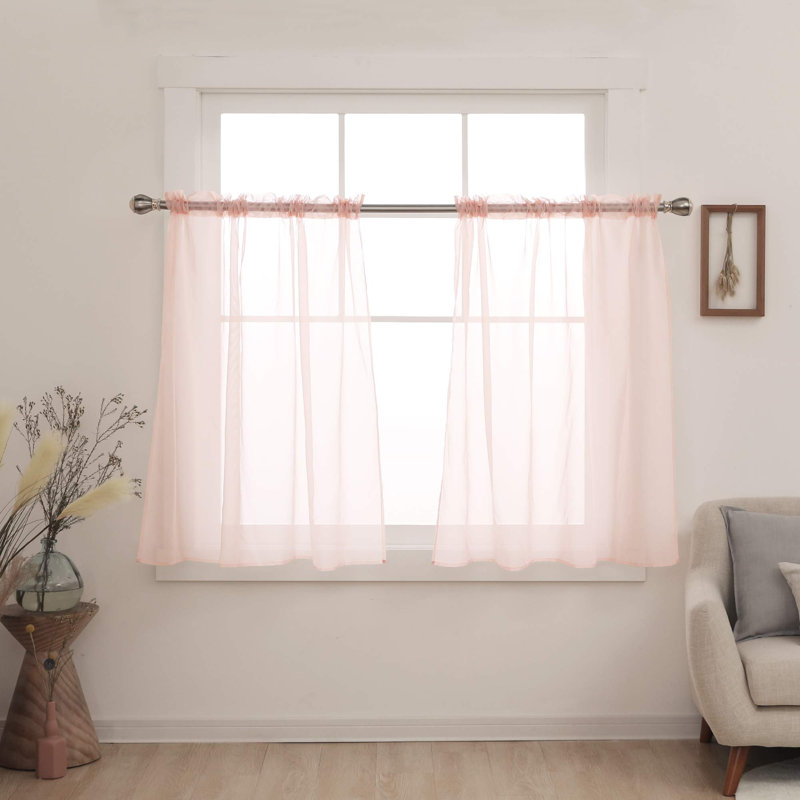Ensemble de 2 voilages transparents avec passe-tringle, Rose pâle, L 45 po x L 54 po