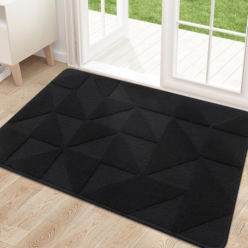 Door Mats Indoor, Machine Washable, Black, 60 cm W x 90 cm L