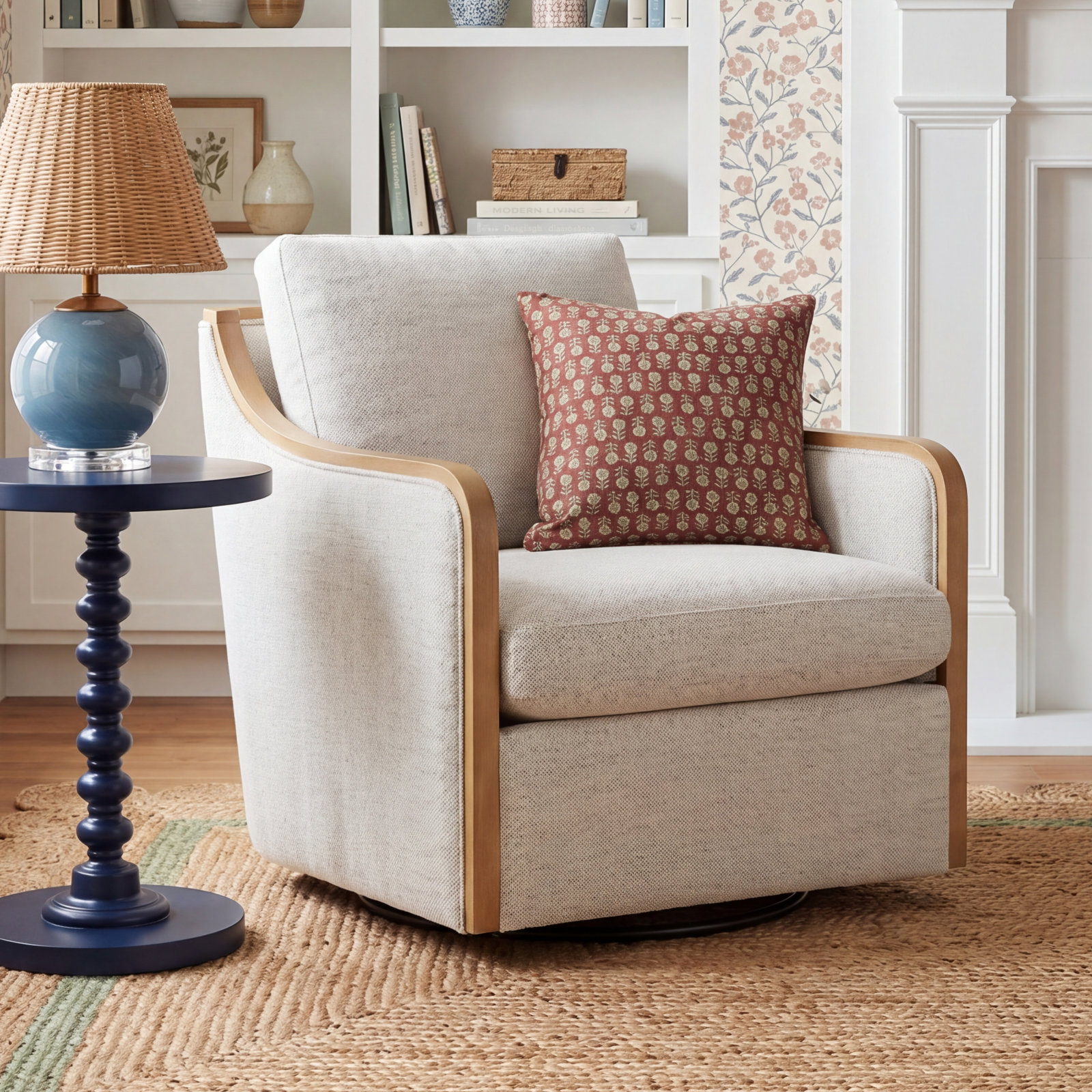 Grayton Swivel Barrel Chair, Nathan Gray Heathered