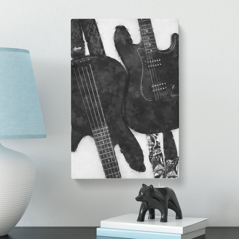 Bass And Electric Guitar - Wrapped Canvas, 91cm H x 60cm W x 3cm D