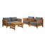  Ensemble de meubles de patio 3 pièces Barton - Table et chaises d'extérieur en bois d'eucalyptus résistant aux intempéries avec coussins gris - Ensemble de meubles d'extérieur modernes pour porche, terrasse ou piscine (naturel)-856151445-856974985