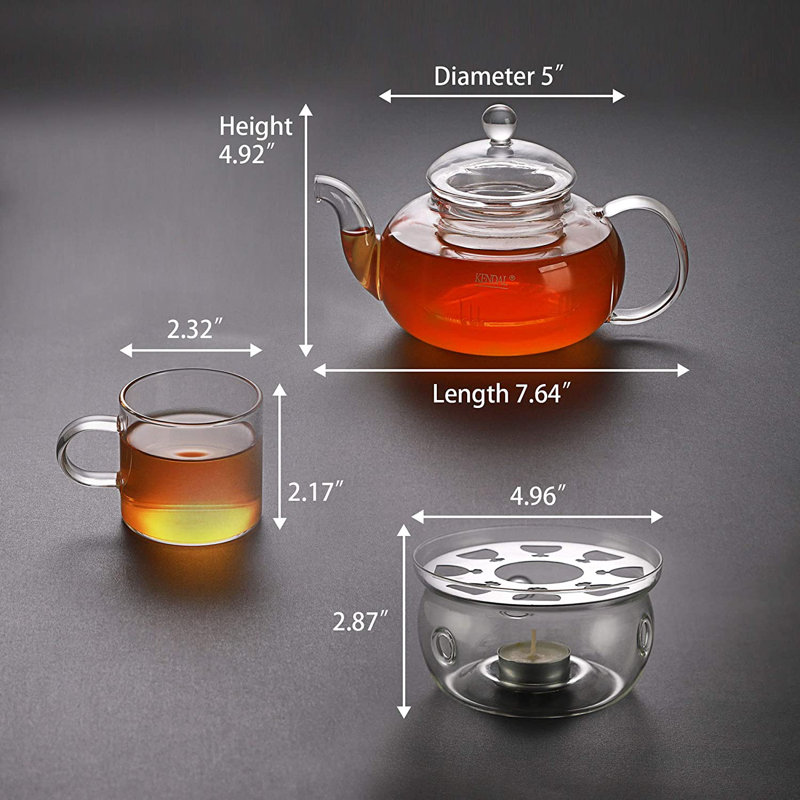 Kendal 27oz. Stovetop Safe Glass No Pattern Teapot