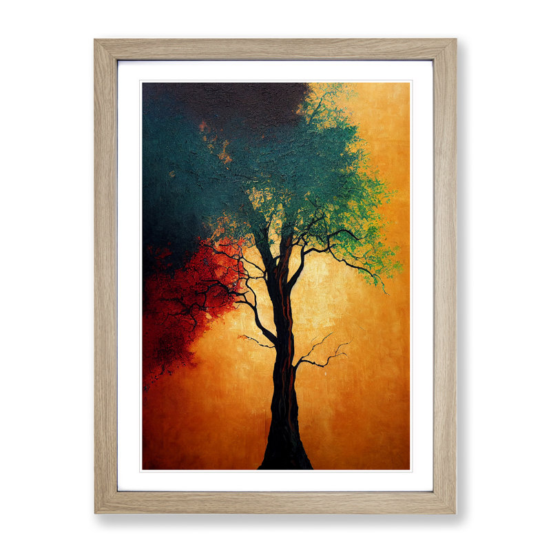 Heavenly Tree - Single Picture Frame Print, 64cm H x 46cm W x 2cm D, Oak