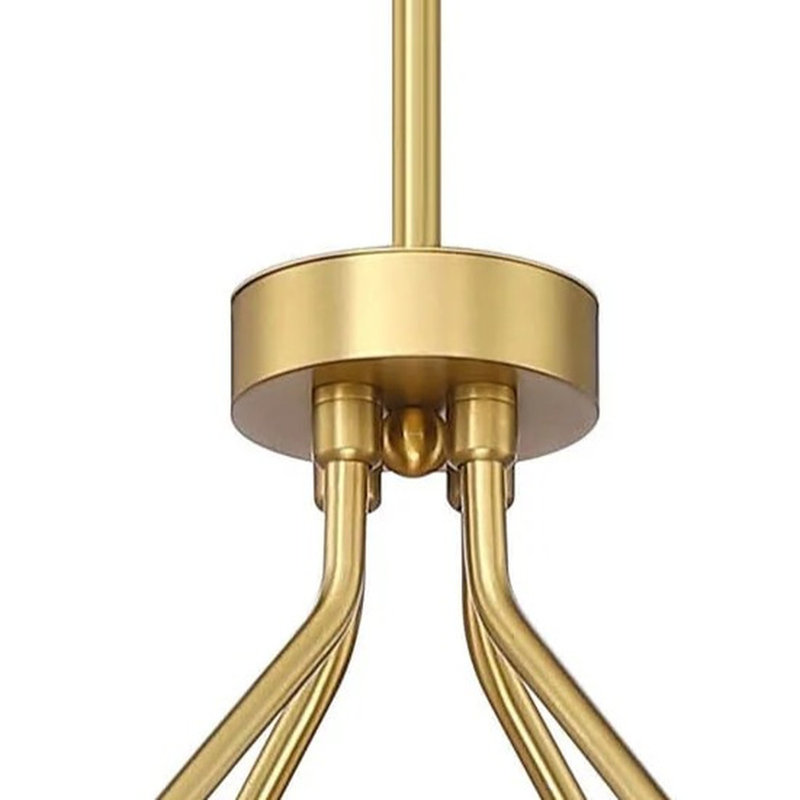 Lustre moderne à anneau DEL intégré de 43 po avec verre bullé pour salle à manger et îlot de cuisine, Or brossé, 8 lumières